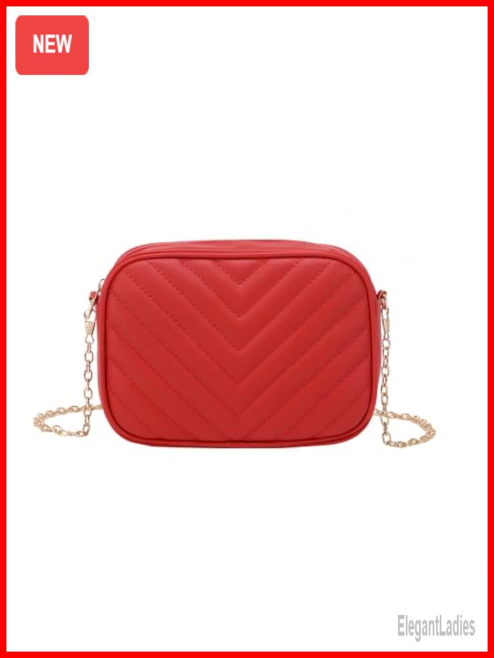 PU Leather Quilted Crossbody Bag Mini Satchel Pouch Detachable Chain Strap